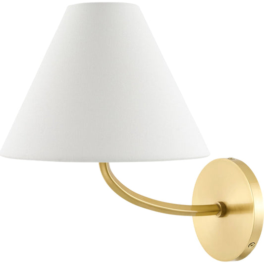 Curvya Wall Sconce by Surya in metallic brass. Made from iron, linen in a transitional style.