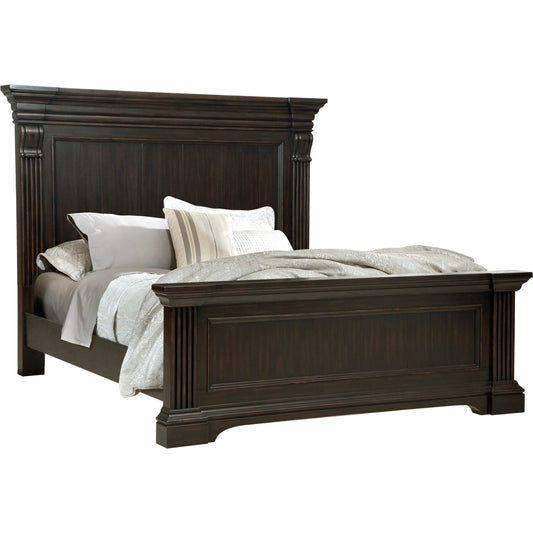 001 SI-2155446,SI-2155447,SI-2155448 | Primary Silo | Caldwell Bed by Pulaski Furniture in deep brown. Made from acacia veneers, asian hardwood in a traditional style.