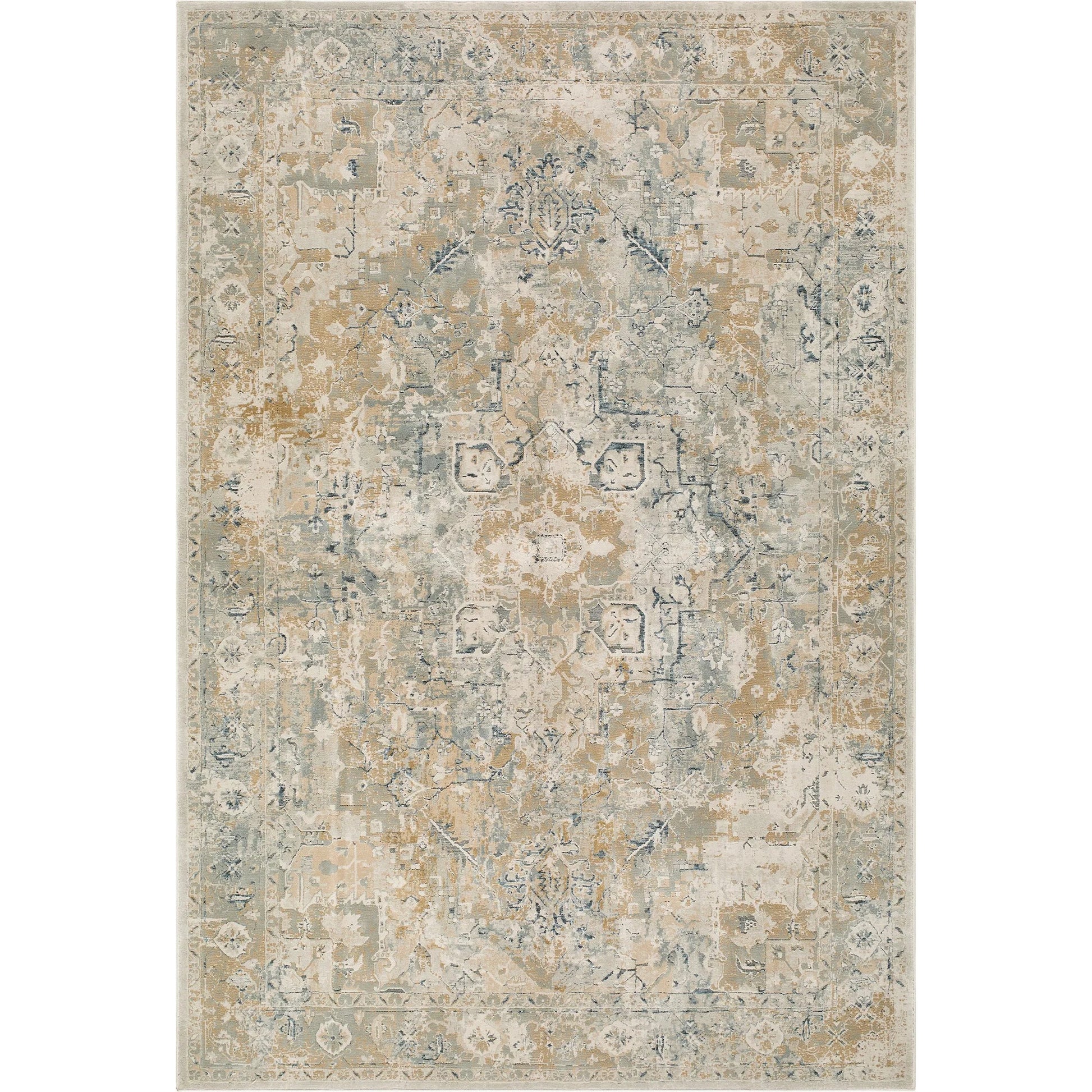 Canyon CYY-2303 Rug by Livabliss in tan, light gray, sky blue, teal, sage. Made from polypropylene, polyester in a unique style.