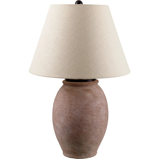Cinzia Accent Table Lamp by Livabliss in body: wheat; shade: beige; finial: black; harp: metallic - brass; cord: translucent and coloredcolored. Made from cement, linen, polyester, plastic in a unique style.