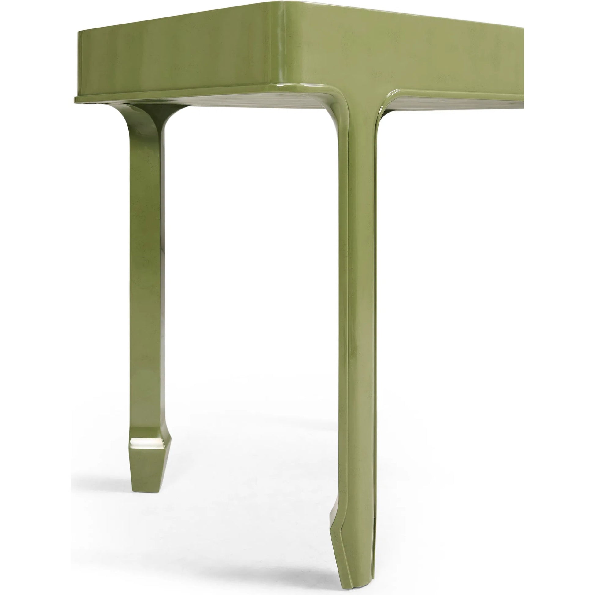 Polly Avo Rectangular End Table by Jonathan Charles in dor green lacquer. Made from beech in a eclectic & global style.