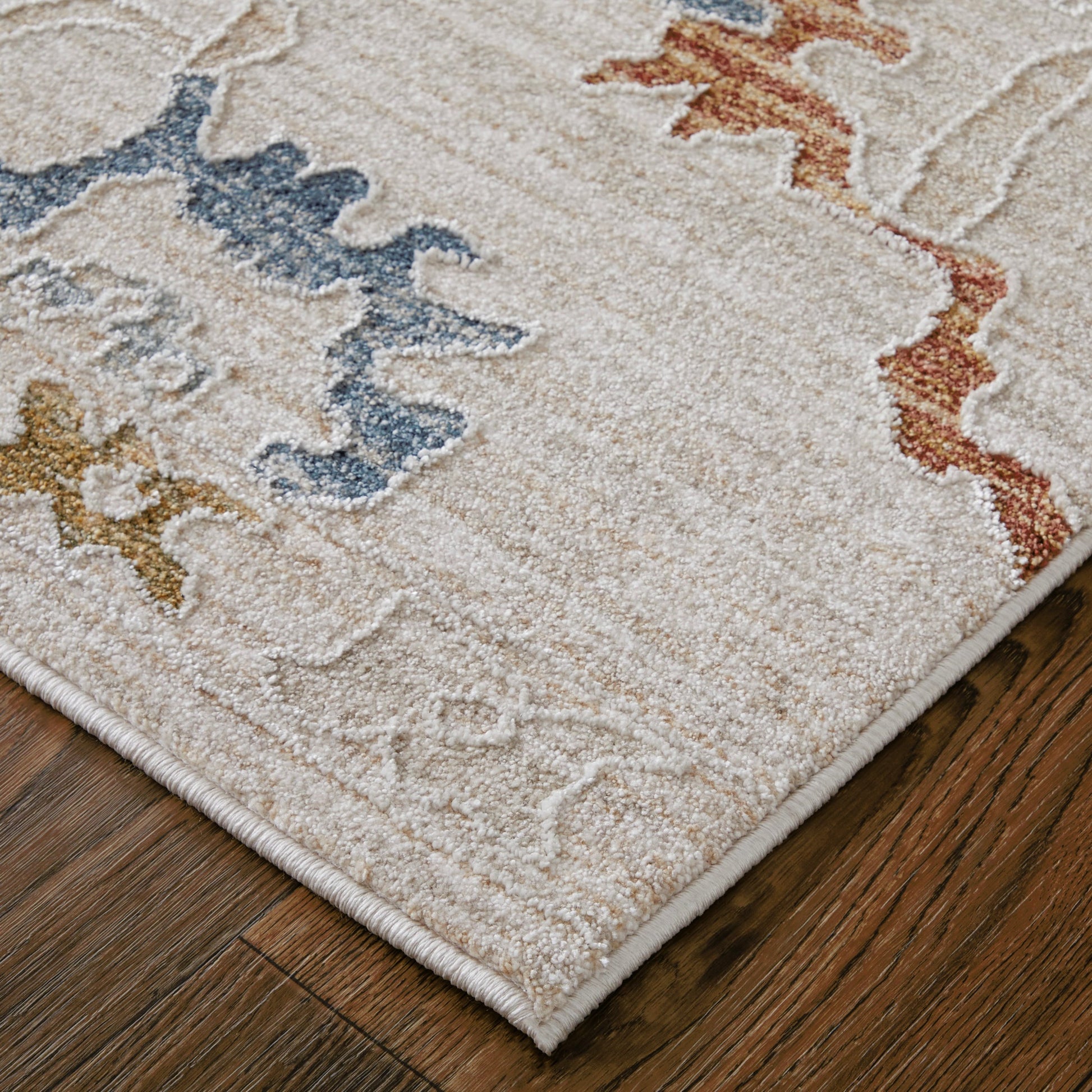 Pasha Transitional & Botanical Rug - 39M8F by Feizy in ivory, blue, gold. Made from polyester in a unique style.