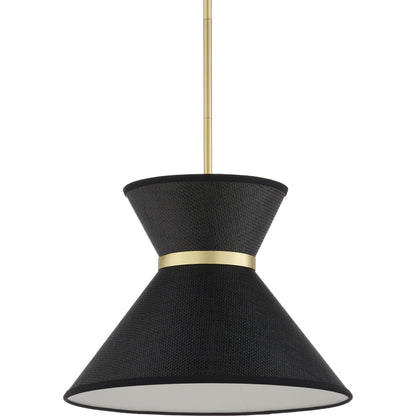 Avignon Pendant by Currey and Company in black, polished brass. Made from metal, paper in a modern style.