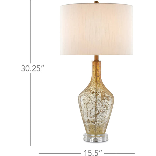 Habib Table Lamp by Currey and Company in champagne speckled glass, clear. Made from glass, acrylic in a modern style.