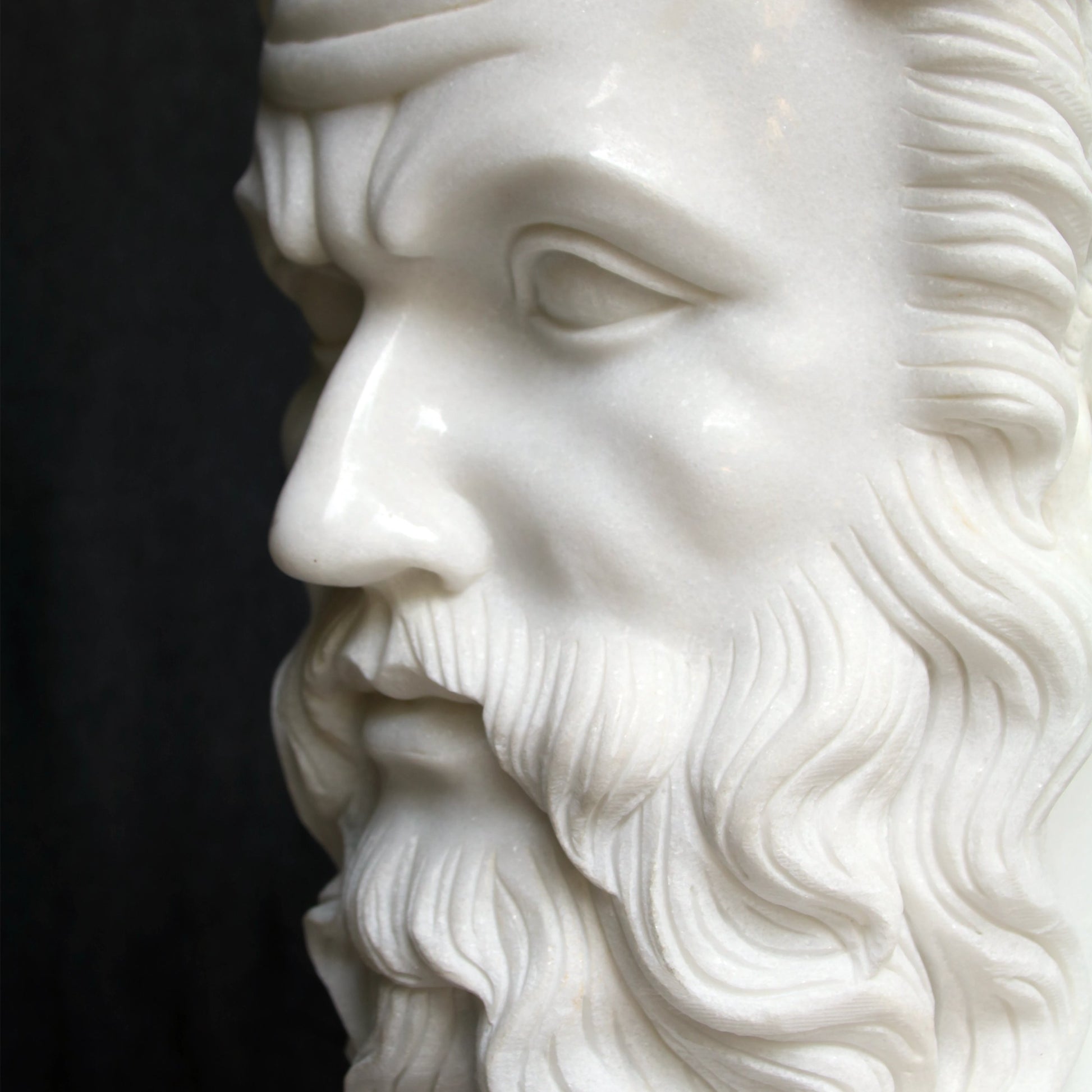 Hector Marble Bust Sculpture by Currey and Company in white. Made from marble in a traditional style.