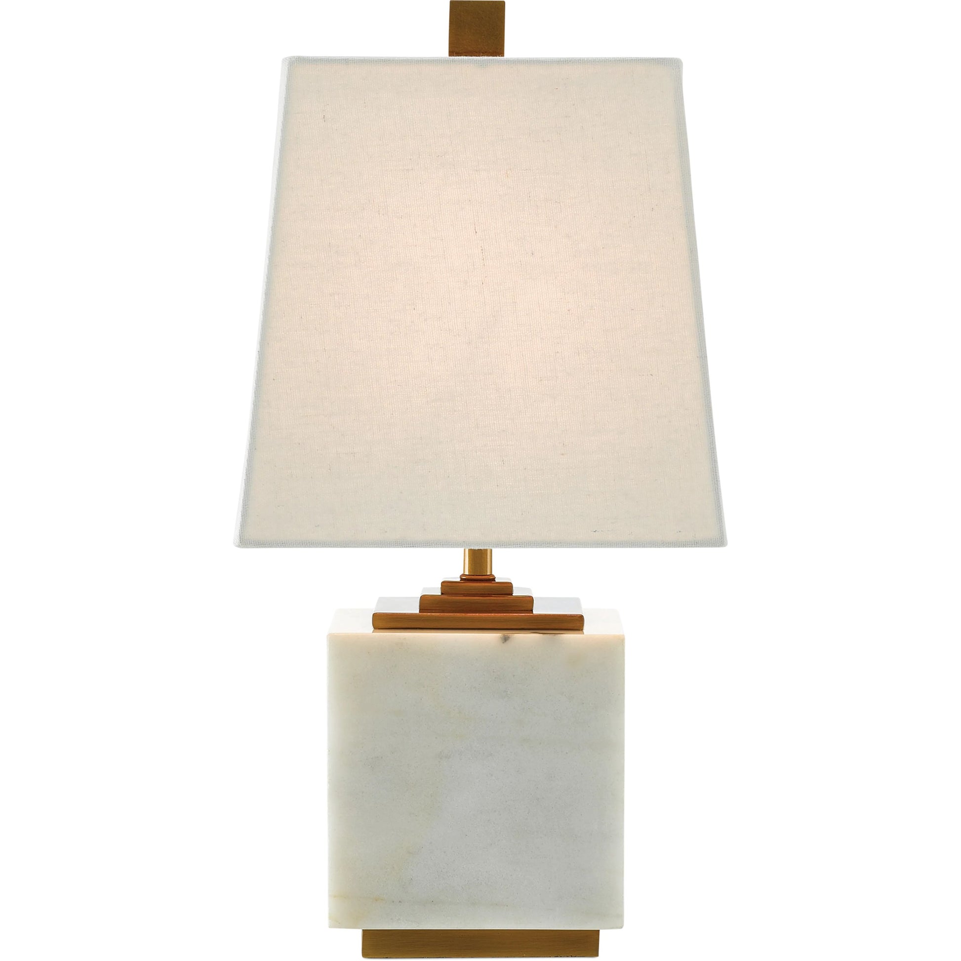 Annelore Table Lamp by Currey and Company in white, antique brass. Made from marble, metal in a modern style.