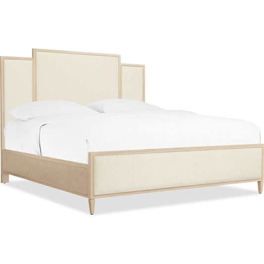 Melange Be My Guest Panel Bed by Hooker Furniture in beige and oak veneers. Made from unique in a transitional style.