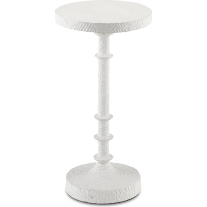 Gallo Drinks Table by Currey and Company in gesso white. Made from cast aluminum in a transitional style.