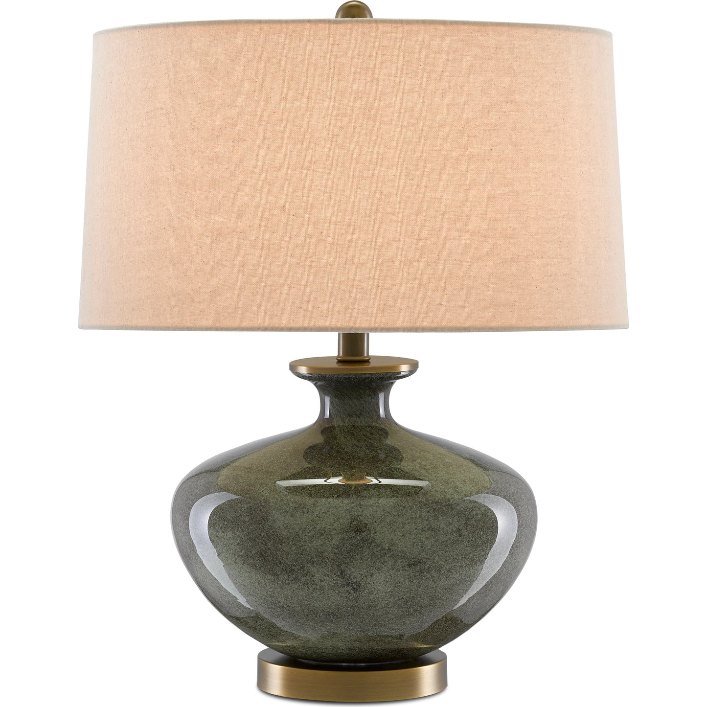 001 SR-823581 | Primary Silo | Greenlea Table Lamp by Currey and Company in dark gray, moss green, antique brass. Made from glass, metal in a transitional style.