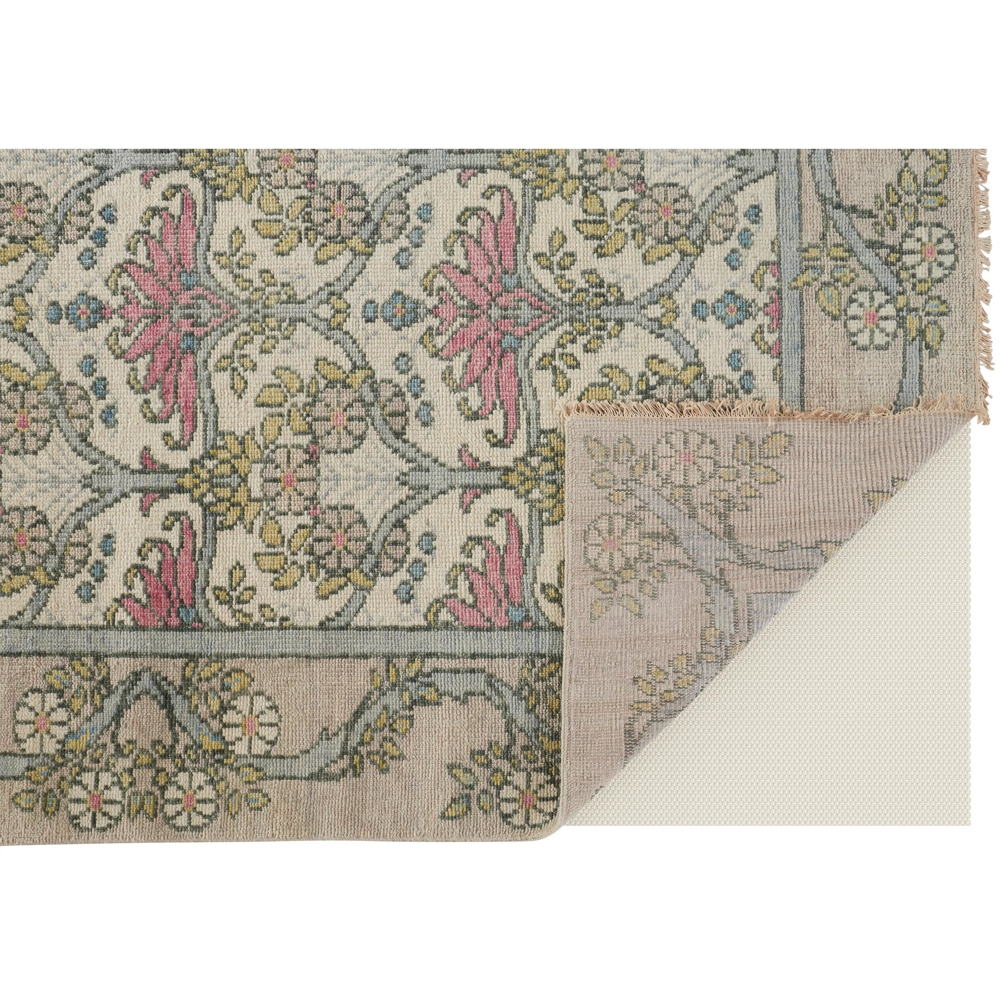 Beall Traditional & Botanical Rug - 6714F by Feizy in ivory, pink, green. Made from wool in a unique style.