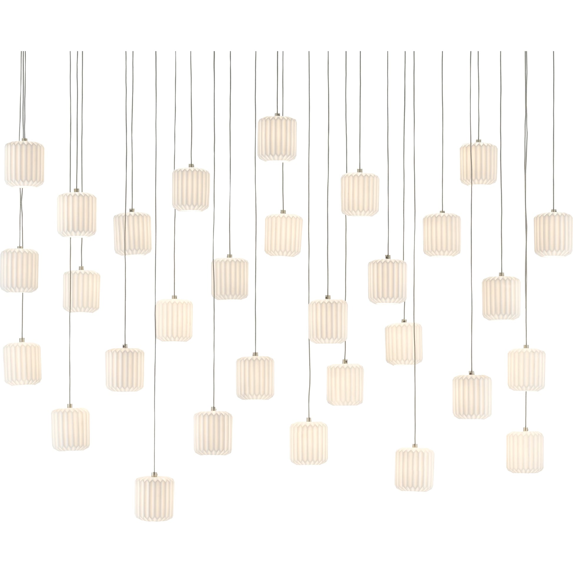 Dove Linear Pendant by Currey and Company in painted silver, white. Made from metal, ceramic in a modern style.