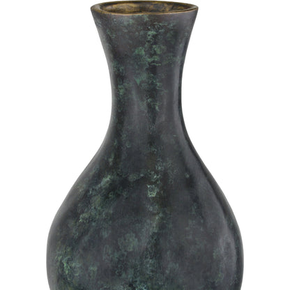 Luganzo Bronze Vase by Currey and Company in jade green, gold. Made from bronze in a modern style.