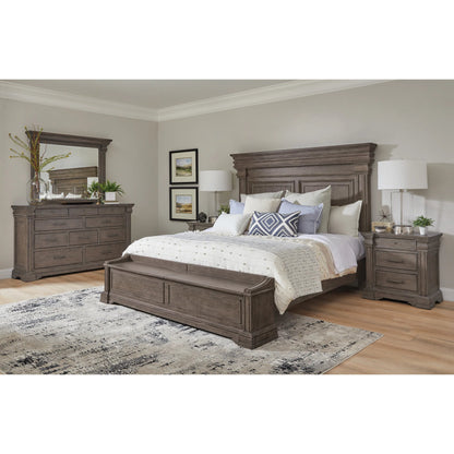 Madison Ridge 3 Drawer Nightstand by Pulaski Furniture in natural bark. Made from flat-cut white oak wood veneers in a unique style.
