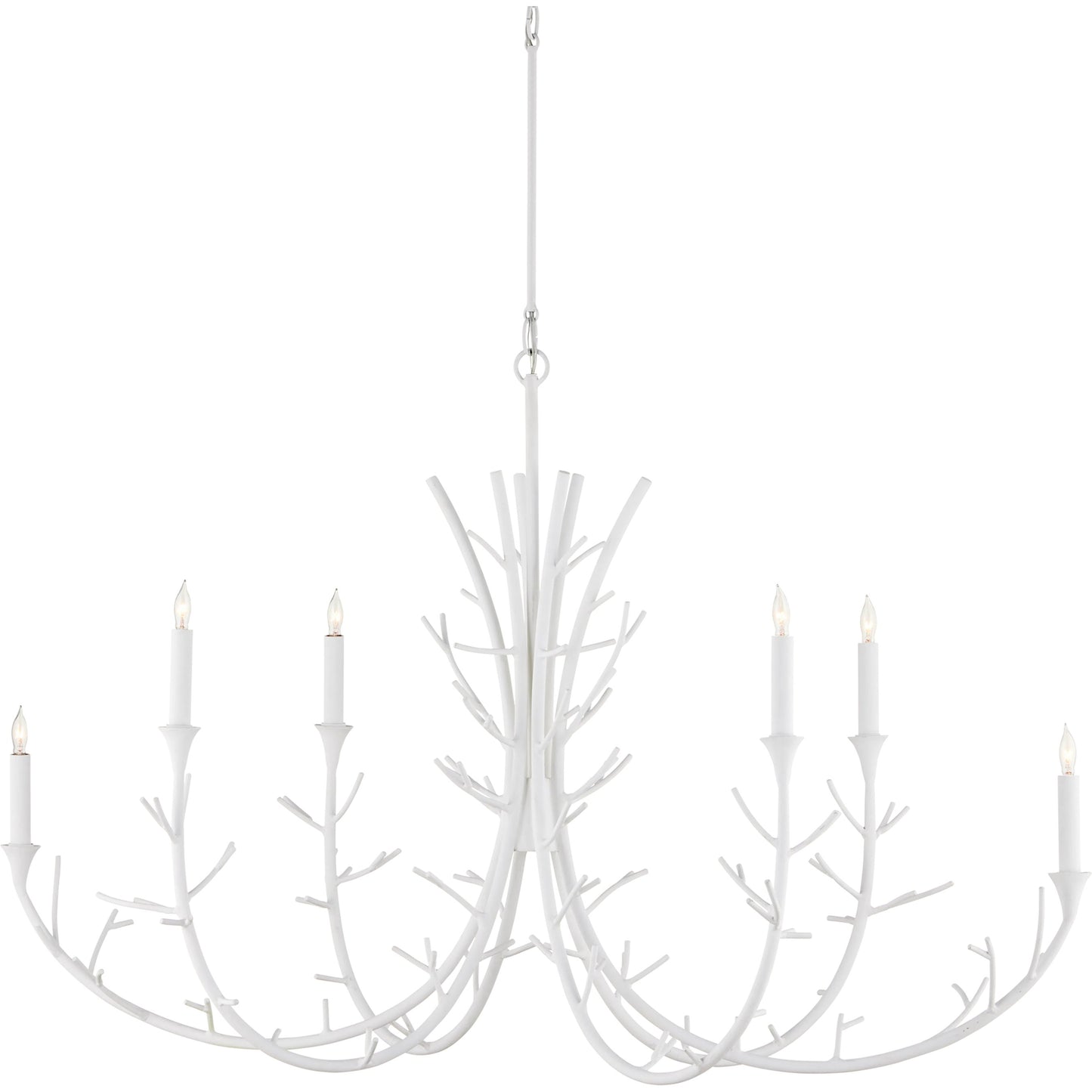 003 SI-2191861 | Additional Silo | Twiggy Oval Chandelier by Currey and Company in gesso white. Made from wrought iron in a modern style.
