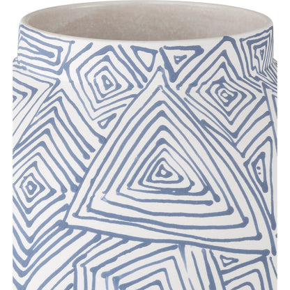 Zag Vase by Currey and Company in blue, white. Made from porcelain in a modern style.