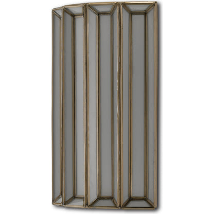 Daze Wall Sconce by Currey and Company in antique brass, white. Made from iron, milk glass in a transitional style.