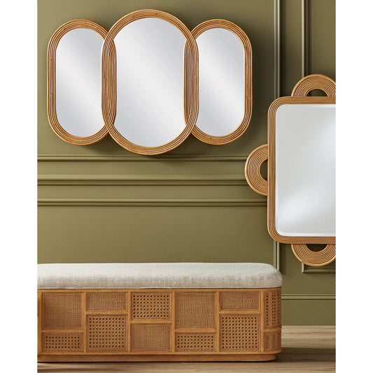 Triboa Mirror by Currey and Company in arurog, khaki, mirror. Made from arurog, wood, glass in a cottage & farmhouse style.
