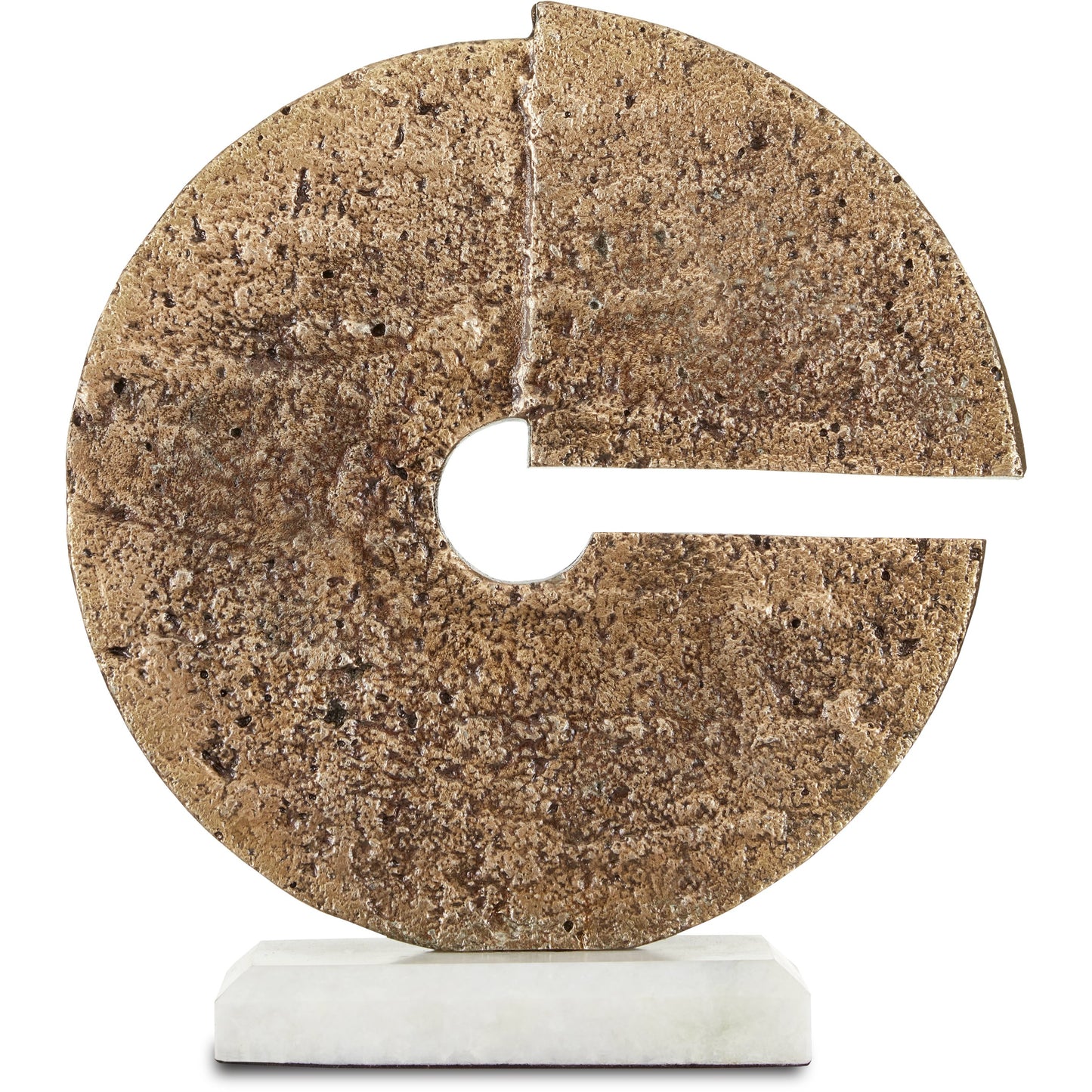 002 SI-1894260 | Primary Silo | Daman Disc by Currey and Company in aged brass, white. Made from cast aluminum, marble in a transitional style.