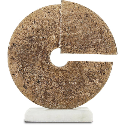 Daman Disc by Currey and Company in aged brass, white. Made from cast aluminum, marble in a transitional style.