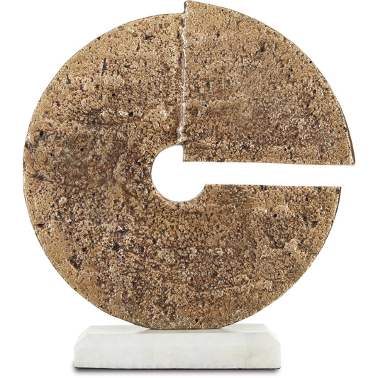 Daman Disc by Currey and Company in aged brass, white. Made from cast aluminum, marble in a transitional style.