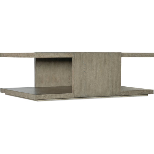 Linville Falls Overlook Trails Cocktail Table by Hooker Furniture in mink. Made from oak veneers in a modern style.