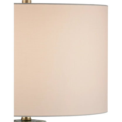 Zowan Table Lamp by Currey and Company in matte green smoke, clear. Made from ceramic, optic crystal in a modern style.