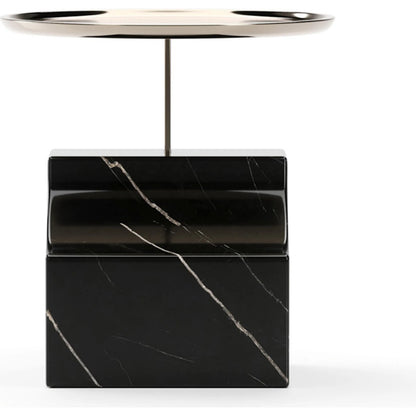 Overlap Sectional Accent Table by Caracole in whisper of gold. Made from stone in a modern style.