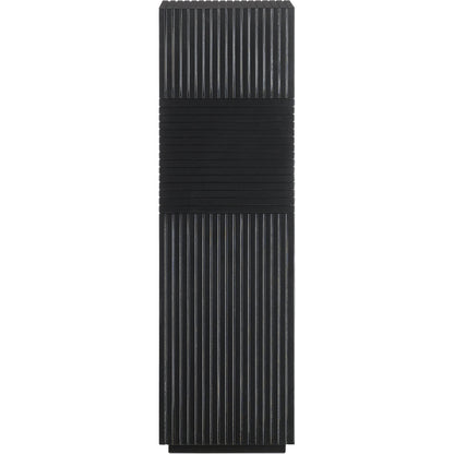 Odense Oak Pedestal by Currey and Company in black. Made from engineered wood in a eclectic & global style.