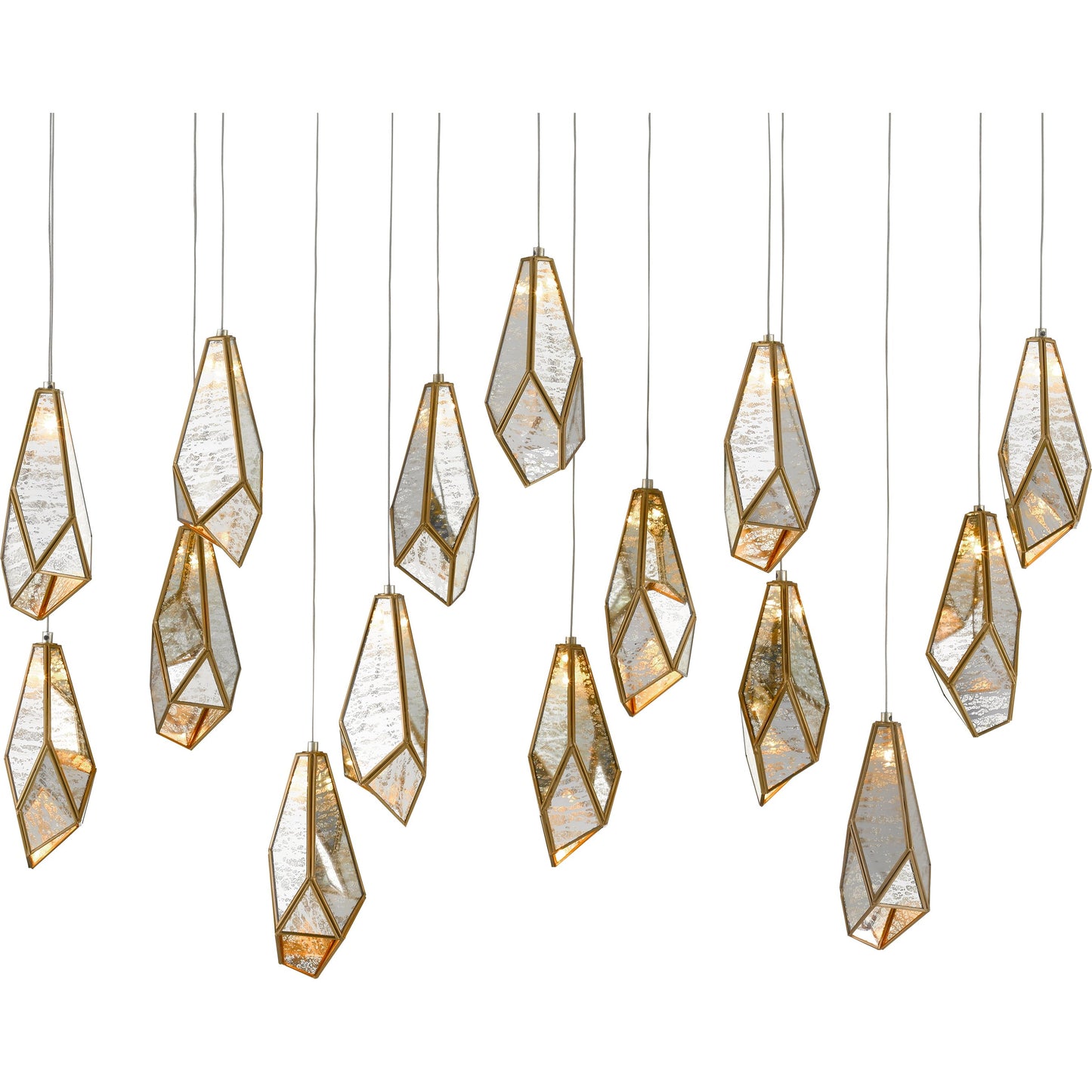 001 SR-890137 | Primary Silo | Glace Linear Pendant by Currey and Company in painted silver, antique brass. Made from brass in a modern style.