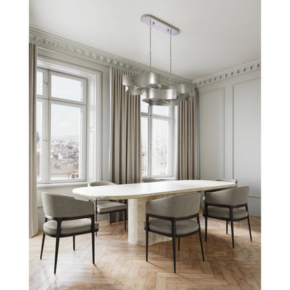 Grand Lotus Oval Chandelier by Currey and Company. Made from wrought iron in a modern style.