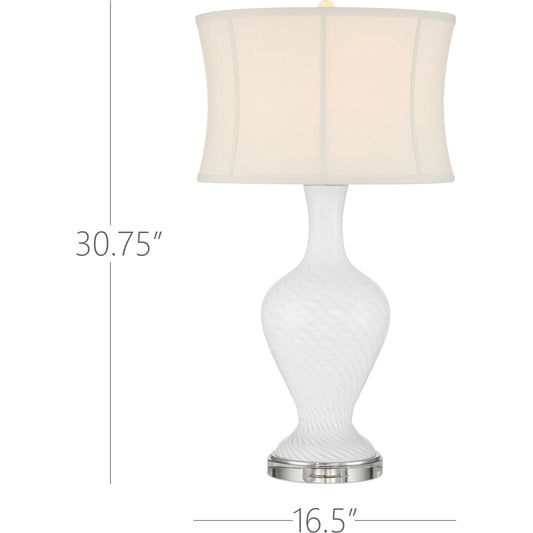 Zeta Table Lamp by Currey and Company in white, clear. Made from glass, optic crystal in a unique style.