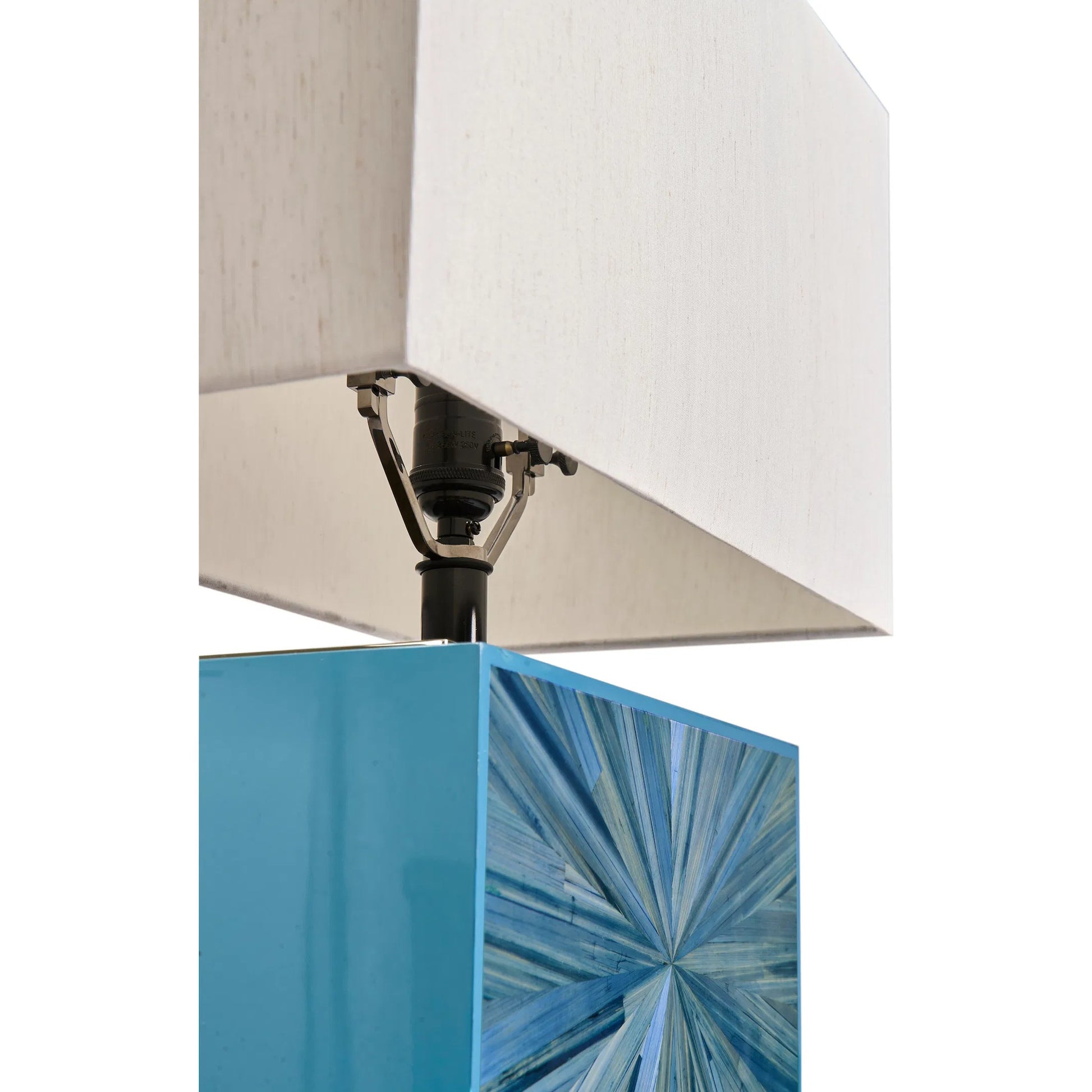 Sapphire Horizontal Table Lamp by Jonathan Charles in azure blue straw. Made from main straw in a unique style.