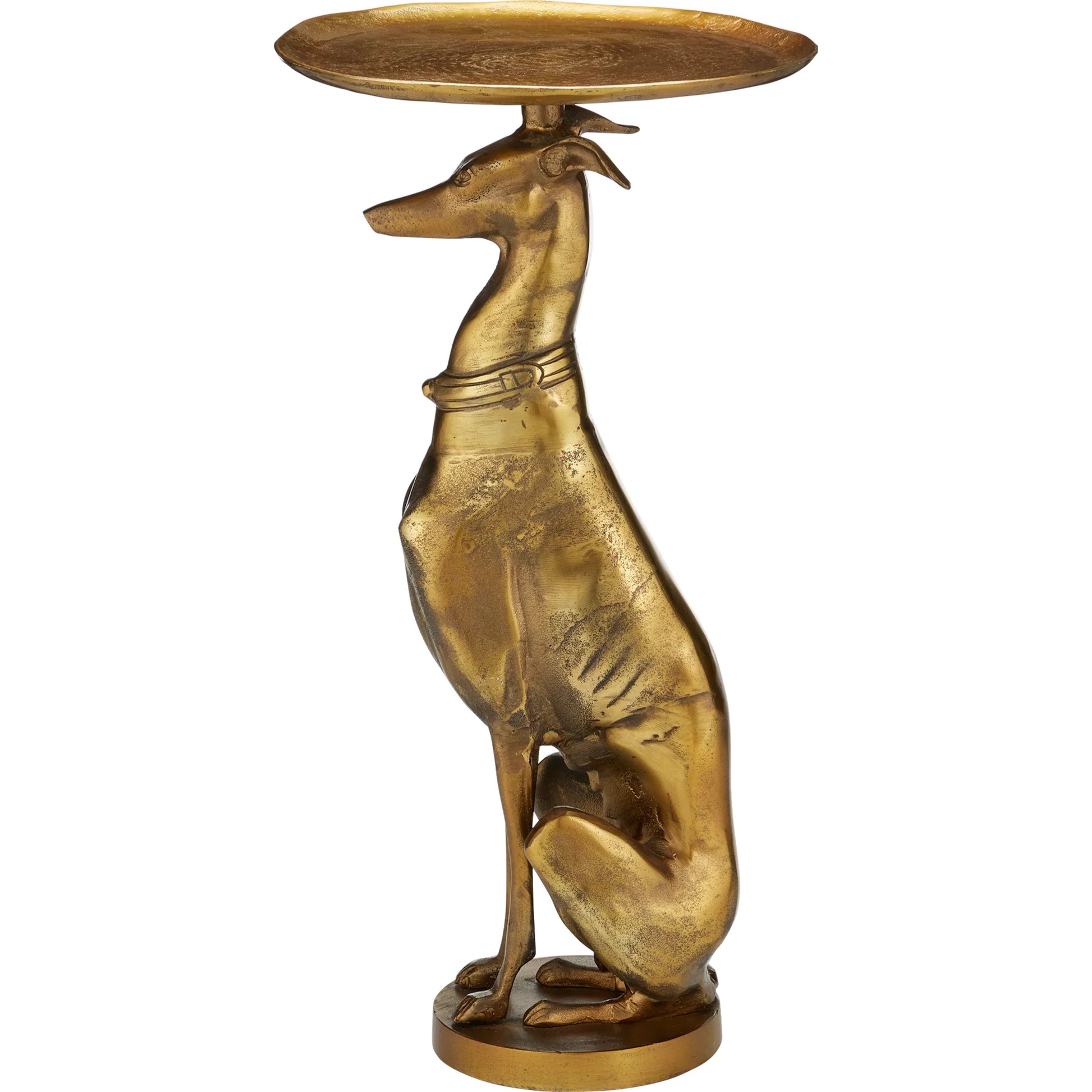 Ballyregan Accent Table by Currey and Company in antique brass. Made from cast aluminum in a modern style.