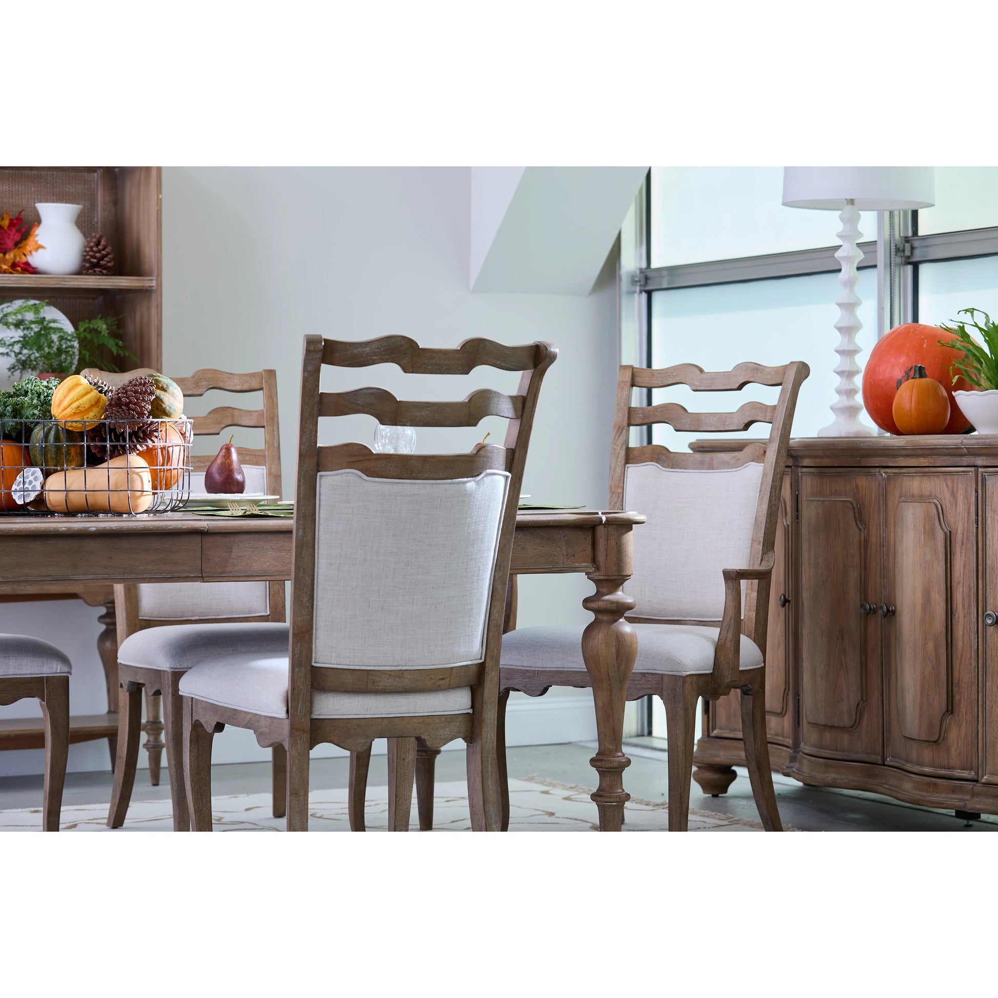 Weston Hills Buffet by Pulaski Furniture in flax seed. Made from hardwood solids, hickory veneers in a traditional style.