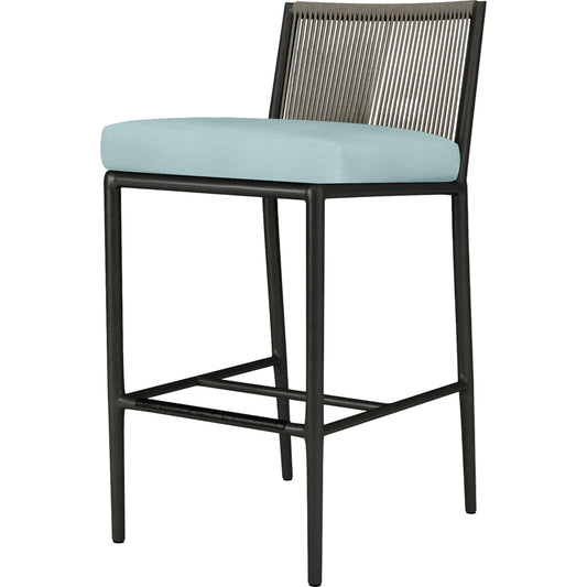 Pietra Outdoor Barstool by Sunset West in graphite. Made from olefin rope in a modern style.