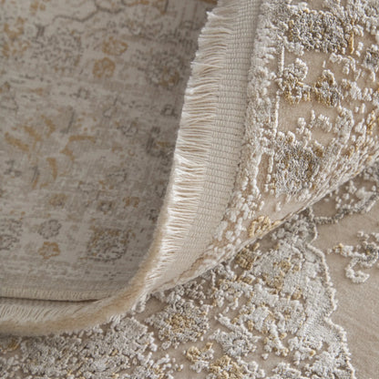 Cadiz Traditional 86639T0F Rug by Feizy in ivory, gray, gold. Made from viscose, acrylic in a unique style.