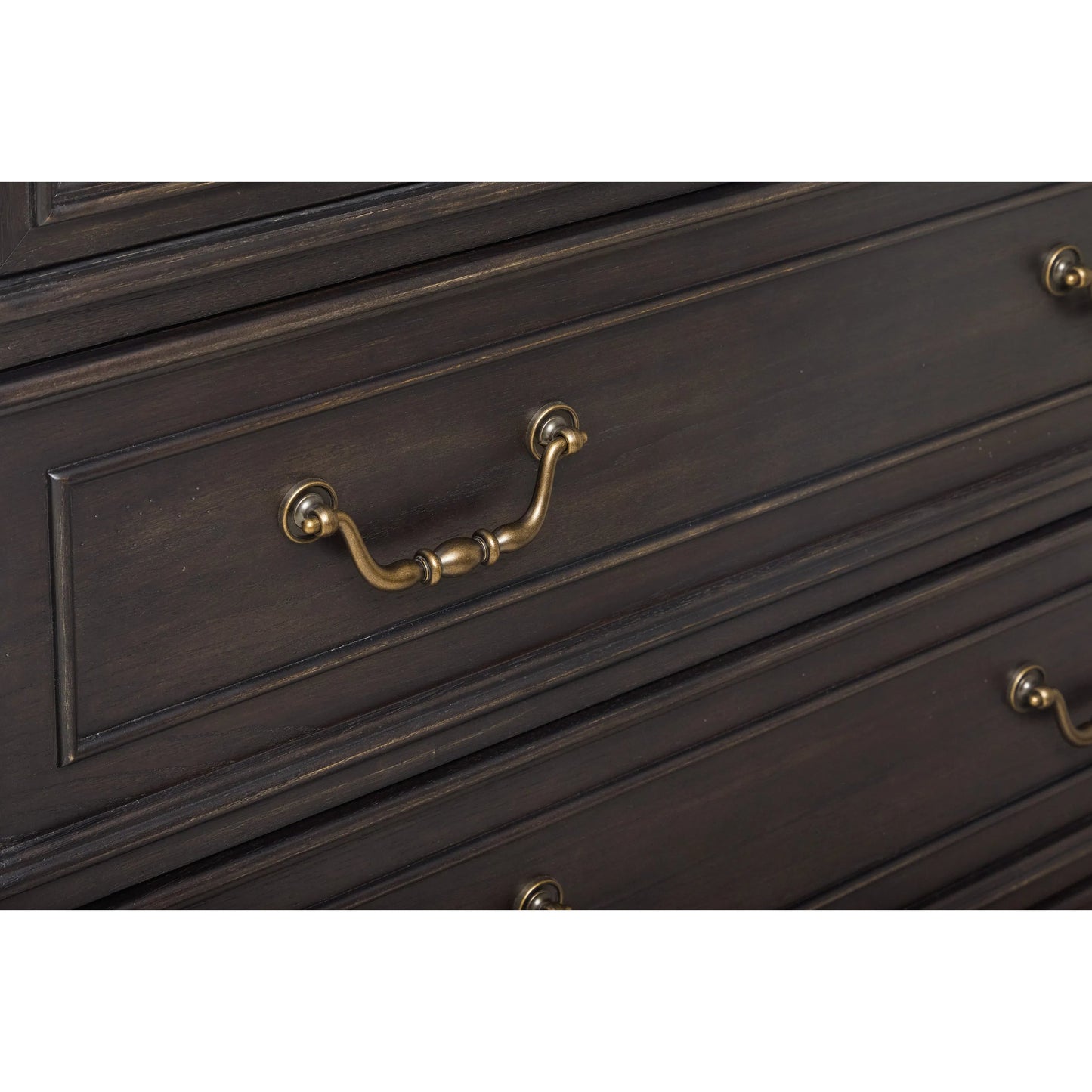 007 SI-2383573 | Closeup | Hickory Creek 3 Drawer Nightstand by Pulaski Furniture in brown velvet. Made from split heart cathedral hickory veneers in a unique style.