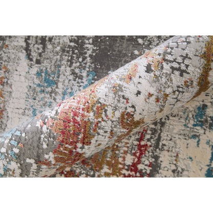 Cadiz Rug - 3903F by Feizy in gray, red, blue. Made from viscose, acrylic in a unique style.