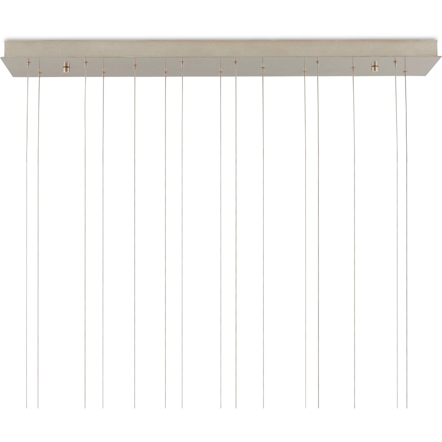 009 SI-1923964 | Closeup | Iota Rectangular 15-LIGHT Multi-Drop Pendant by Currey and Company in antique brass, silver. Made from brass in a modern style.