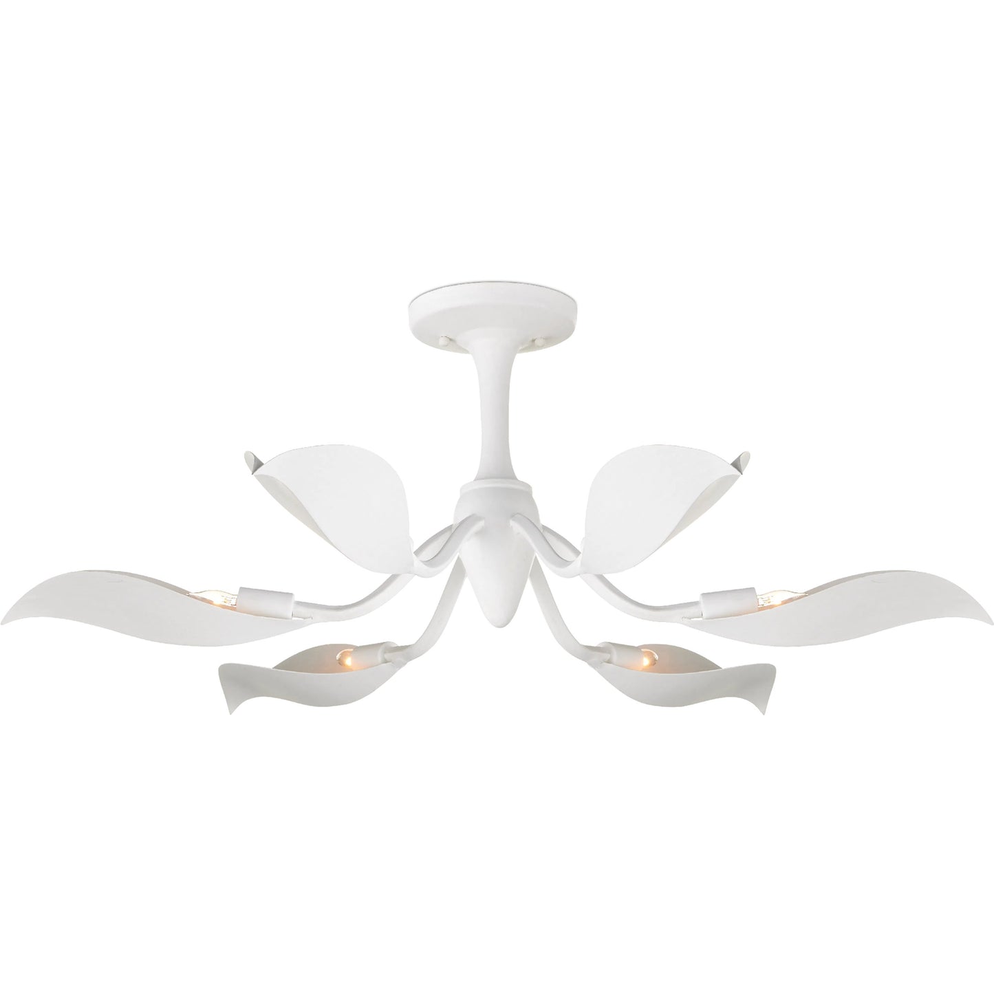 001 SI-2191848 | Primary Silo | Snowflower Semi-Flush Mount by Currey and Company in gesso white. Made from wrought iron in a modern style.