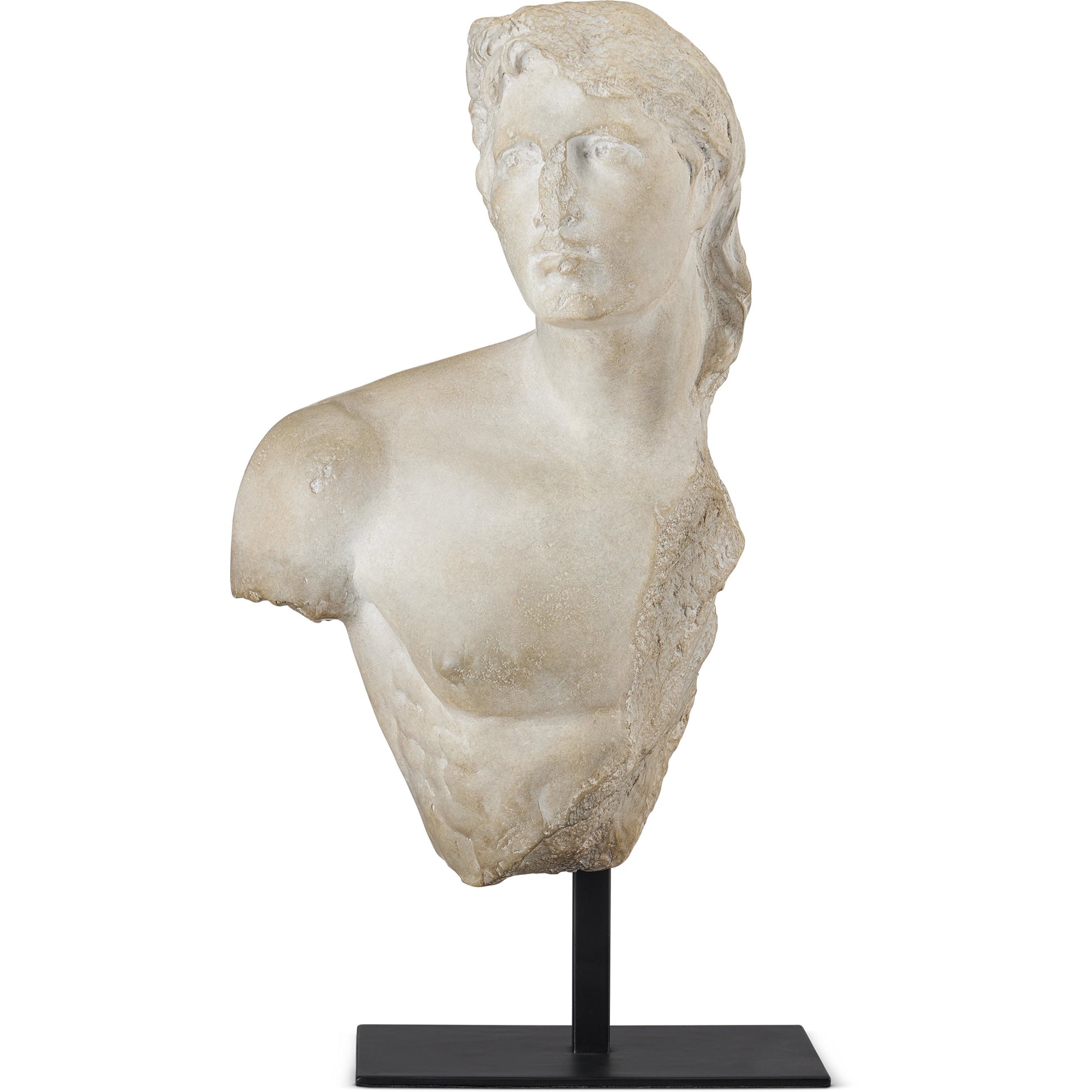 Young Royal Greek Torso by Currey and Company in aged beige, black. Made from composite, metal in a traditional style.