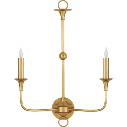 Nottaway Double Wall Sconce by Currey and Company. Made from wrought iron in a traditional style.