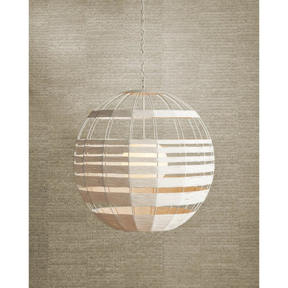 Lapsley Orb Chandelier by Currey and Company in vanilla, white. Made from wrought iron, kraft paper twine, frosted glass in a modern style.