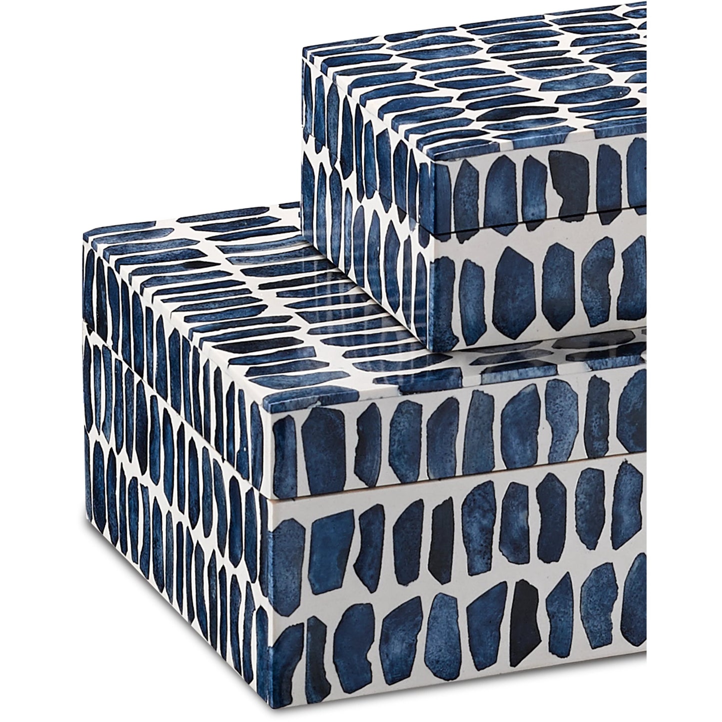 003 SR-767859 | Additional Silo | Indigo Box Set by Currey and Company in navy, white, natural. Made from bone, sheesham wood, composite in a coastal style.