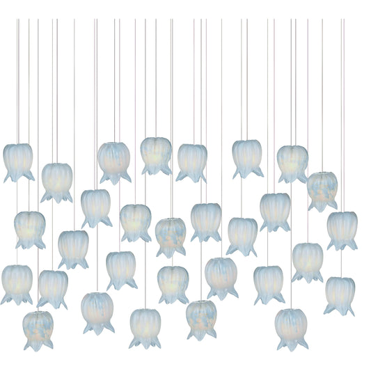 Polpo 30-Light Linear Multi-Drop Pendant by Currey and Company. Made from art glass, metal in a modern style.