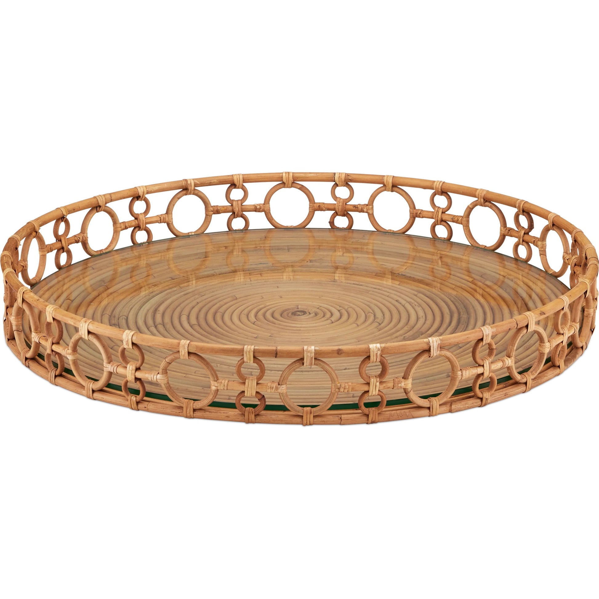 Tegal Decorative Serving Tray by Currey and Company in natural, clear. Made from arurog, glass in a rustic style.