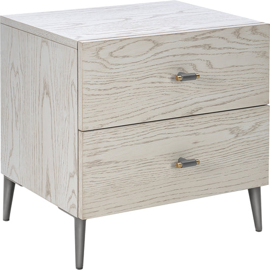 Zest 2-Drawer Nightstand by Zest in bleached oak. Made from mdf, particle board in a modern style.