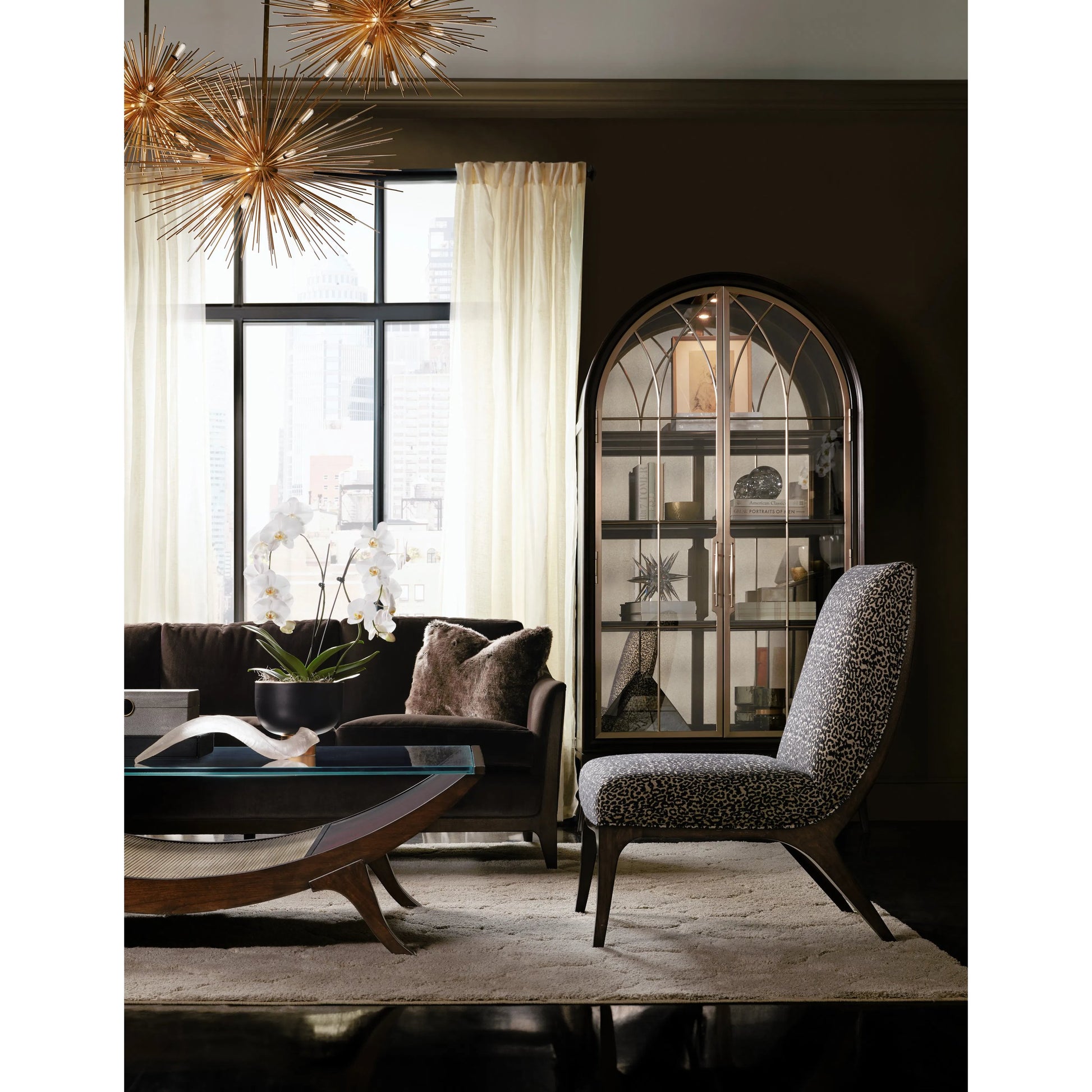 Sophia Sofa by Hooker Furniture in rich cathedral cherry. Made from unique in a modern style.