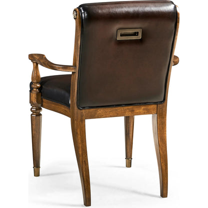Viceroy Arm Chair by Jonathan Charles in viceroy brown santos. Made from local mahogany, leather, brass in a unique style.