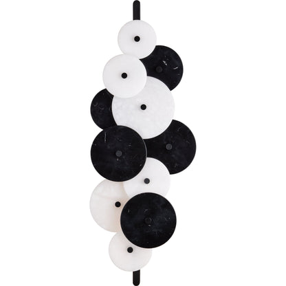 Inyo Wall Sconce by Currey and Company in natural, satin black. Made from alabaster, marble, metal in a modern style.